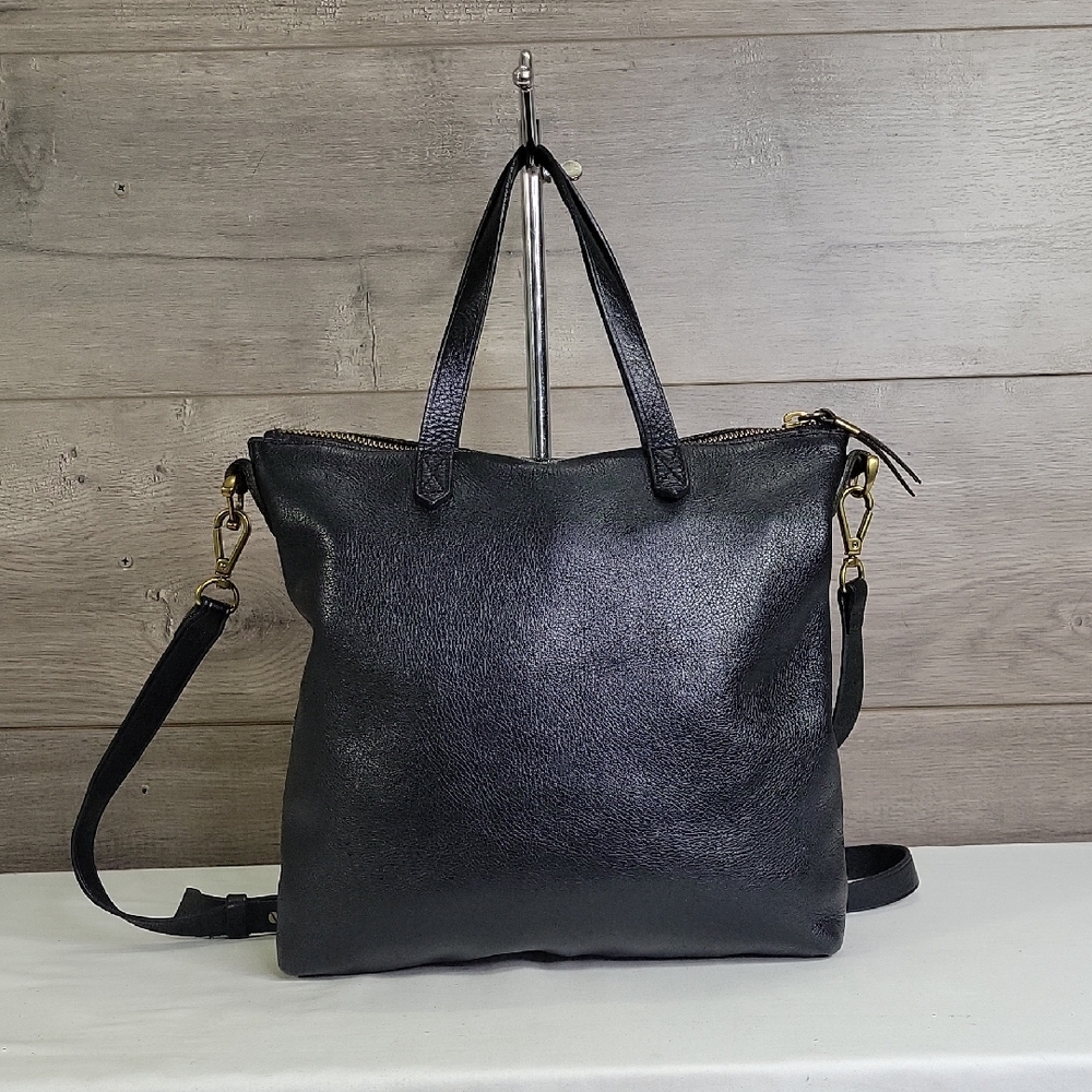 Madewell Small Black Leather Tote Crossbody Bag